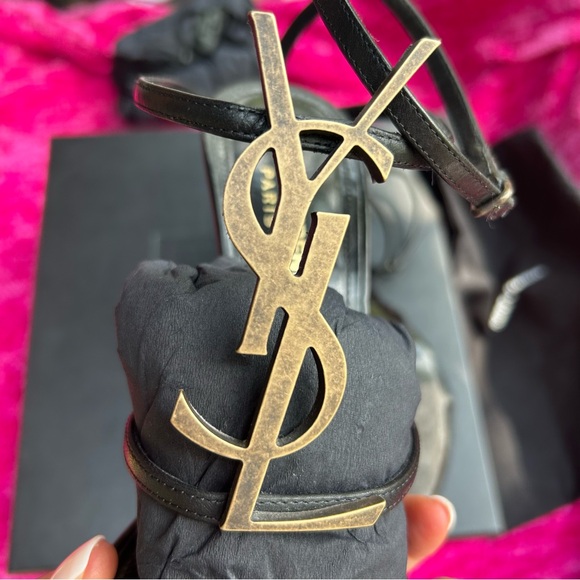 100% Auth YSL Cassandra 110 heels black/gold bronze size 37/7 TTS box and bags - Picture 11 of 16